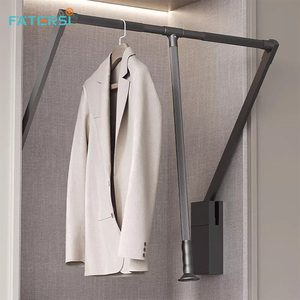 Tringle de penderie escamotable silencieuse avec système de rail à double <span class=keywords><strong>amortisseur</strong></span>, capacité 15 kg, fixation latérale pour armoire sur mesure et dressing - Product Image 3