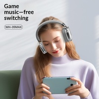 Headphone Over-ear Cross-border New WH35Max dengan Active Noise Cancellation (ANC), Lapisan Elektroplating Minimalis, Nirkabel untuk 5.3