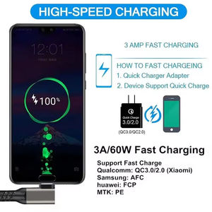 90 度 USB <span class=keywords><strong>3</strong></span>.<span class=keywords><strong>2</strong></span> Gen <span class=keywords><strong>2</strong></span> 数据线 10Gbps USB A 转 USB C 60W 3A Type C 超级快充数据线，适用于相机 Oculus/Quest <span class=keywords><strong>3</strong></span> VR Link - Product Image 3