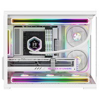 Boîtiers de PC de jeu de bureau Ruix Iceblade White Micro ATX avec filtre anti-poussière sur le dessus, supportant un AIO de 360 mm