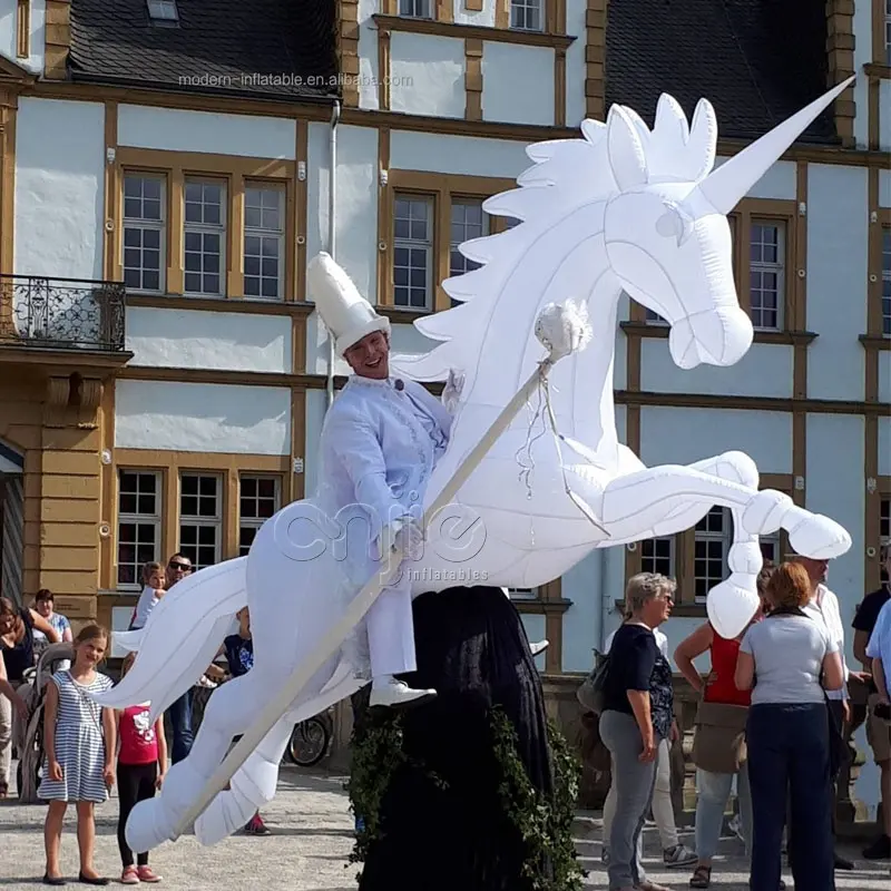 Traje de mascote animal gigante inflável branco led cavalo traje de unicórnio personagens de cavalo