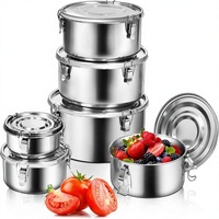 Boîte à lunch en acier inoxydable 304, contenants étanches avec couvercles pour collations, enfants, kimchi, soupe, salade, bol pour camping, pique-nique