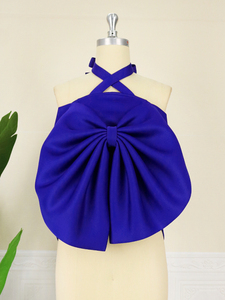 Sexy Party Neue Patchwork Bowtie Backless <span class=keywords><strong>Women</strong></span> Clubwear Blusen - Product Image 3