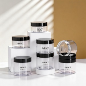 برطمانات مستحضرات تجميل بلاستيكية PET دائرية شفافة بحجم 1 و 2 أونصة مع أغطية لولبية، عبوات لكريمات الوجه والجسم - Product Image 1