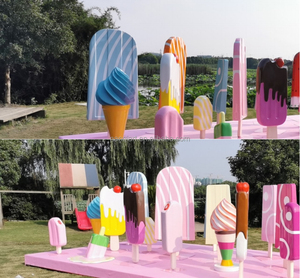 Scultura Artistica Unica in Resina Dipinta a Mano, Design Realistico di Gelato Sciolto, Grande Decorazione per Parchi all'Aperto - Product Image 5