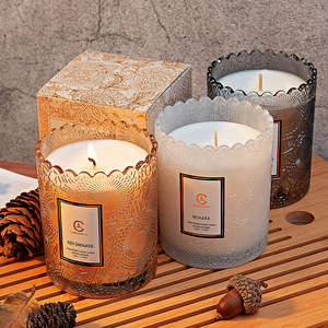 Scented Candles Cylinder Shape Lace Trimmed Cup Plant Scent Soy Wax Glassware Aromatherapy Gift - Product Image 2
