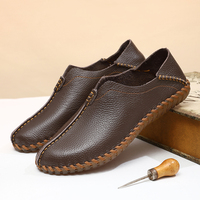Chaussures habillées en cuir pour hommes, fabriquées à la main, style classique, en cuir véritable et semelle en caoutchouc