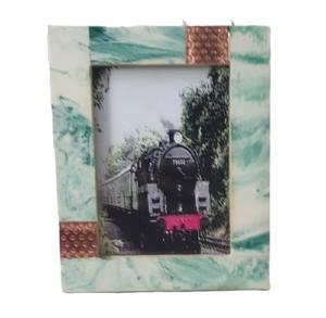 Cadre Photo de couleur blanc et vert flottant en cuivre, Vintage, décor mural - Product Image 1