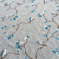 RTS 4 Couleurs Fleur Oiseau Design Tapisserie Imitation Lin Broderie Tissu Pour Canapé