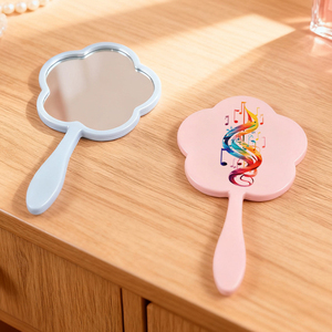 Zonyin New Arrival Flower Shape Handheld Single-Sided Makeup <strong>Mirror</strong> <strong>Plastic</strong> Travel <strong>Mirror</strong> Print Custom for Promotional - Product Image 5