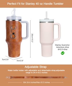Bolsa Portabotellas de Cuero PU para Vaso Stanley de 40 oz con Asa, Funda Portabotellas con Correa para Vaso Stanley - Product Image 3
