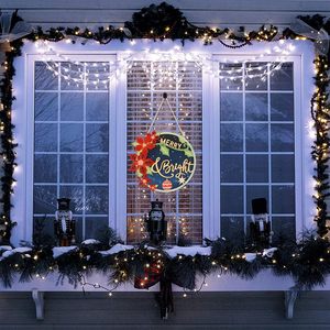 Panneau de porte de Noël rond en bois à suspendre avec girofle et clochette, décoration joyeuse pour la maison et le bureau pour le Nouvel An - Product Image 4