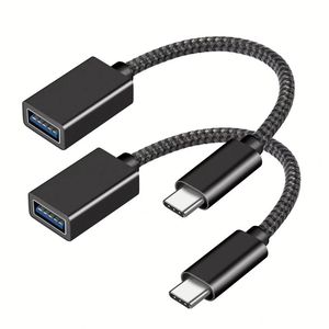 สายเคเบิลอะแดปเตอร์แบบถัก USB Type C ตัวผู้ ไปยัง USB 3.0 ตัวเมีย OTG สำหรับขายส่ง ใช้งานร่วมกับโทรศัพท์ แล็ปท็อป แท็บเล็ต - Product Image 1