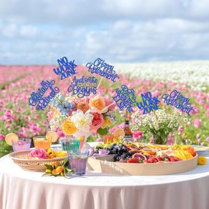Decoración para Mesa de Retiro con Palitos Decorativos 'Retirado Oficialmente', Adornos Florales para Fiestas de Despedida y Cumpleaños, Color Azul - Product Image 4