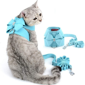 Bowknot <b>Pet</b> Dog <b>Harness</b> Soft Breathable Dog <b>Harnesses</b> with Walking Leash for Large Medium Small Dogs - Product Image 1