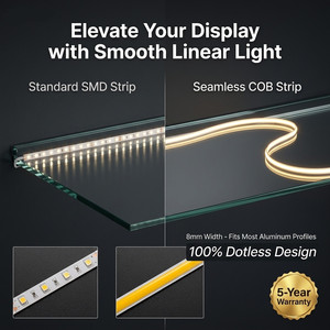 ไฟ LED แบบ COB ความหนาแน่นสูง ไร้รอยต่อ DC24V CRI90+ ขนาด 8 มม. บาง กันน้ำ IP67 แบบท่อ ไร้จุดแสง สำหรับตกแต่งห้องและงานปาร์ตี้ - Product Image 2