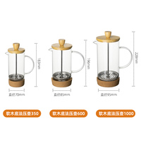 Cafetière à piston en verre borosilicate écologique personnalisée, design moderne, couvercle transparent, type presse à eau, vente en gros