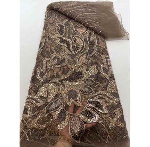 Tela de encaje para boda tela de encaje blanco africano 5 yardas telas de cordones de alta calidad para mujer vestido de novia de boda francés - Product Image 6