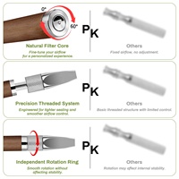 Inhalateur de poche réutilisable en acier inoxydable et bois, écologique, durable, OEM, pour arrêter de fumer, soulagement de l'anxiété et exercices respiratoires