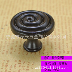 Furniture Handle Round <b>Black</b> Zinc Alloy Traditional Cabinet <b>Door</b> <b>Knob</b> Durable - Product Image 3