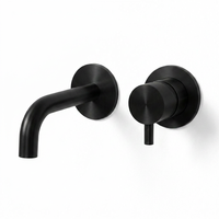 Robinet de lavabo mural noir moderne en acier inoxydable 304 avec cartouche céramique, mitigeur monocommande à double trou pour eau chaude et froide, chambre à coucher