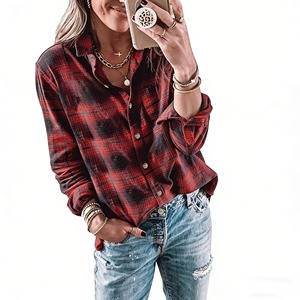 <span class=keywords><strong>Camicia</strong></span> <span class=keywords><strong>Oversize</strong></span> a Quadri per <span class=keywords><strong>Donna</strong></span>, Top Quotidiano in Flanella Morbida e Leggera - Product Image 2