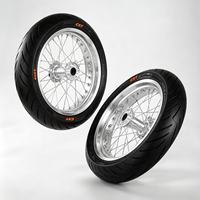 Juego de Ruedas Light Bee Ultra Bee de 17 Pulgadas con Neumáticos Plateados 70/90-17 y 90/80-17, Ruedas Supermoto para LBX