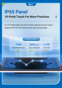 Ngoài trời bền tất cả các kim loại cấu trúc nhỏ gọn Bảng điều khiển phía trước IP65 10 inch cảm ứng công nghiệp màn hình Màn hình VESA cài đặt 3 năm - Product Image 5
