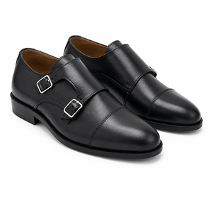 Chaussures habillées en cuir sur mesure à double boucle pour hommes – Chaussures formelles haut de gamme avec boucle élégante – Confortables pour le bureau - Product Image 2
