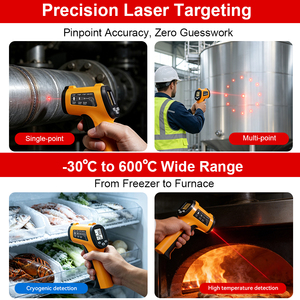 Termómetro infrarrojo digital industrial Pistola Mira láser Multiusos LCD OEM Plástico personalizable para pruebas de temperatura - Product Image 3