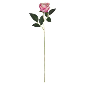 Искусственная роза с 1 головкой, оптовая продажа, искусственное свадебное украшение, розовая роза, гостиничная гостиная, украшение для пола, цветы