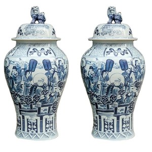 Jarrón Moderno Dorado Estilo Jarrón de Jengibre, Floreros de Cerámica y Porcelana Azul y Blanco para Hotel, Regalos Empresariales de Lujo Modernos, Decoración del Hogar - Product Image 1