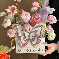 Boîte à fleurs pliable imperméable en forme de papillon FloralMate, petite valise cadeau pour bouquet de fleurs