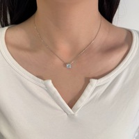 Collier Pendentif en Argent Sterling S925 avec Moissanite pour Femme, Design Goutte de Sucre à Pierre Unique, Personnalisé, Simple et Exquis, pour Clavicule