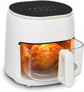 Electric Smart Digital Control LCD Display Glass Air Fryer with French Style Household Use Round Toaster Oven - Product Image 1