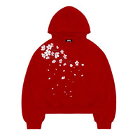 Sweat-shirt à capuche zippé brodé de fleurs de cerisier haut de gamme, veste épaisse rétro américaine ample et tendance