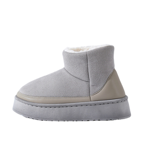 Bottes de neige d'hiver à doublure en fourrure avec logo personnalisé Bottes de neige à la cheville à bout fermé confortables à fond épais pour femmes - Product Image 5