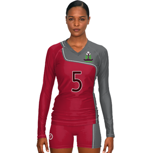 女性用スパンデックス/ポリエステルカスタム長袖バレーボールジャージー染料昇華印刷通気性メッシュ生地 - Product Image 6