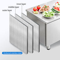 Plan de travail réfrigéré sous comptoir en acier inoxydable durable, table de préparation alimentaire commerciale pour boulangerie avec dosseret