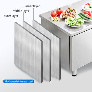 Plan de travail réfrigéré sous comptoir en acier inoxydable durable, <span class=keywords><strong>table</strong></span> de préparation alimentaire commerciale pour boulangerie avec dosseret - Product Image 5