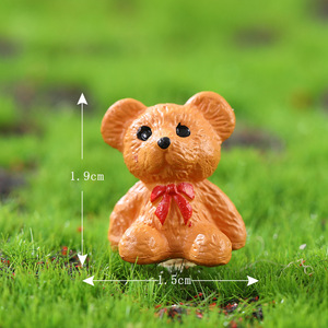 かわいいミニチュアフィギュア：リボン付きクマの置物、ミニテディベア、妖精の庭、ドールハウス、車のキーチェーン装飾用 - Product Image 4
