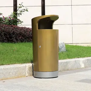 Park Ashtray Dustbin Metal Trash Can Outdoor Waste Cans Public Dust Bin Stainless Steel Garbage Bins Round For Sale