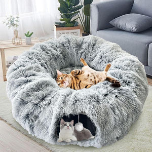 Lit tunnel en peluche chat beignet doux personnalisé en usine avec tapis central pour chaton/chiot/lapin - Product Image 5
