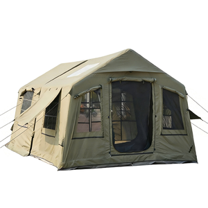 High Quality Four-season Outdoor Waterproof Green TC Cotton Inflatable Tent Two Bedrooms Extendable Awning for Family Camping - Product Image 4