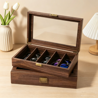 Nouveauté : Boîte de rangement pour lunettes de soleil en cuir PU, capacité 5/6 paires, avec couvercle transparent, étui de présentation pour lunettes