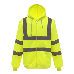 Sudadera de seguridad de construcción de alta visibilidad con capucha reflectante y bolsillos Logotipo personalizable para el trabajo - Product Image 1