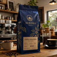 Sacs d'emballage pour café personnalisés de 250 g, 500 g, 1 kg, sachets à fond plat avec valve et fermeture éclair