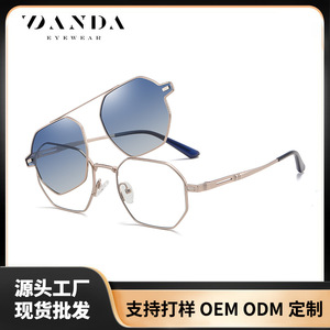 Zanda <b>Sunglasses</b> Metal Frame Blue <b>Gradient</b> Lens UV400 Protection Unisex Style - Product Image 5