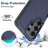 Étui de téléphone portable antichoc bleu mat pour Samsung S26 Ultra, étui magnétique pour téléphone portable, hybride TPU PC 2 en 1, coque arrière