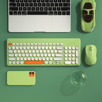 B.O.W Compact Multimedia Sensitive Round Keycaps Keyboard Combo Portable USB Wireless Mouse and Keyboard Set